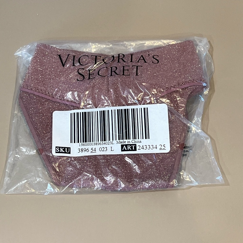 NEW 🌟 Victoria’s Secret PINK Mauve Glitter ✨ Gold THONGS Large L Available - Picture 6 of 6
